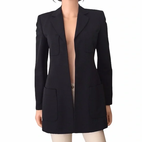 Vintage Dana Buchman black open front long jacket